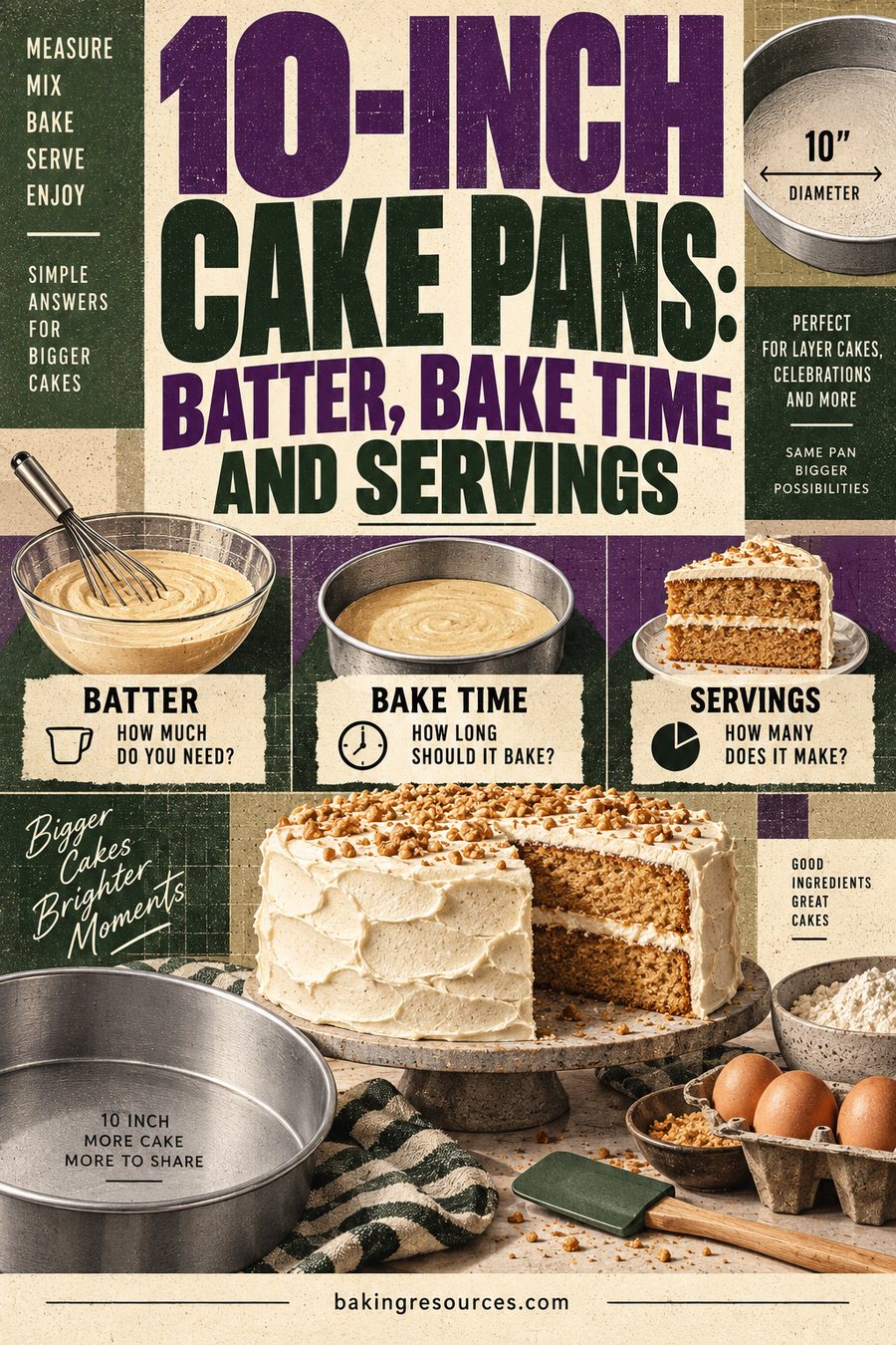 10-Inch Cake Pans: Batter, Bake Time and Servings