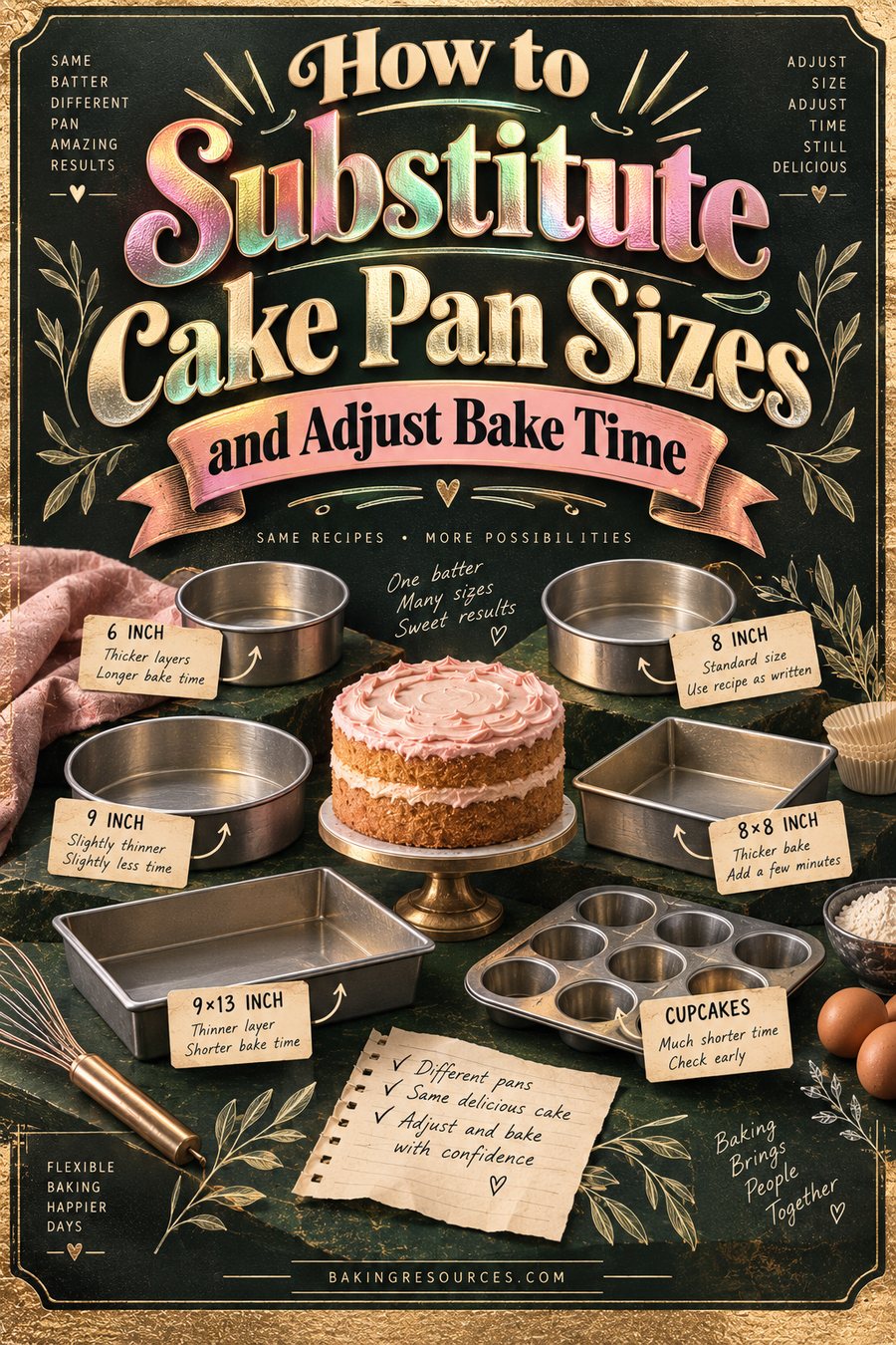 How to Substitute Cake Pan Sizes and Adjust Bake Time