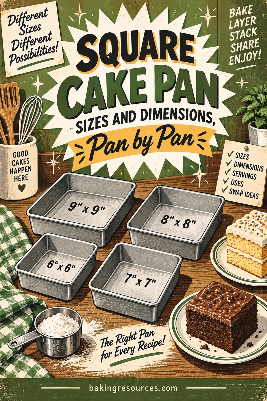 Square Cake Pan Sizes and Dimensions