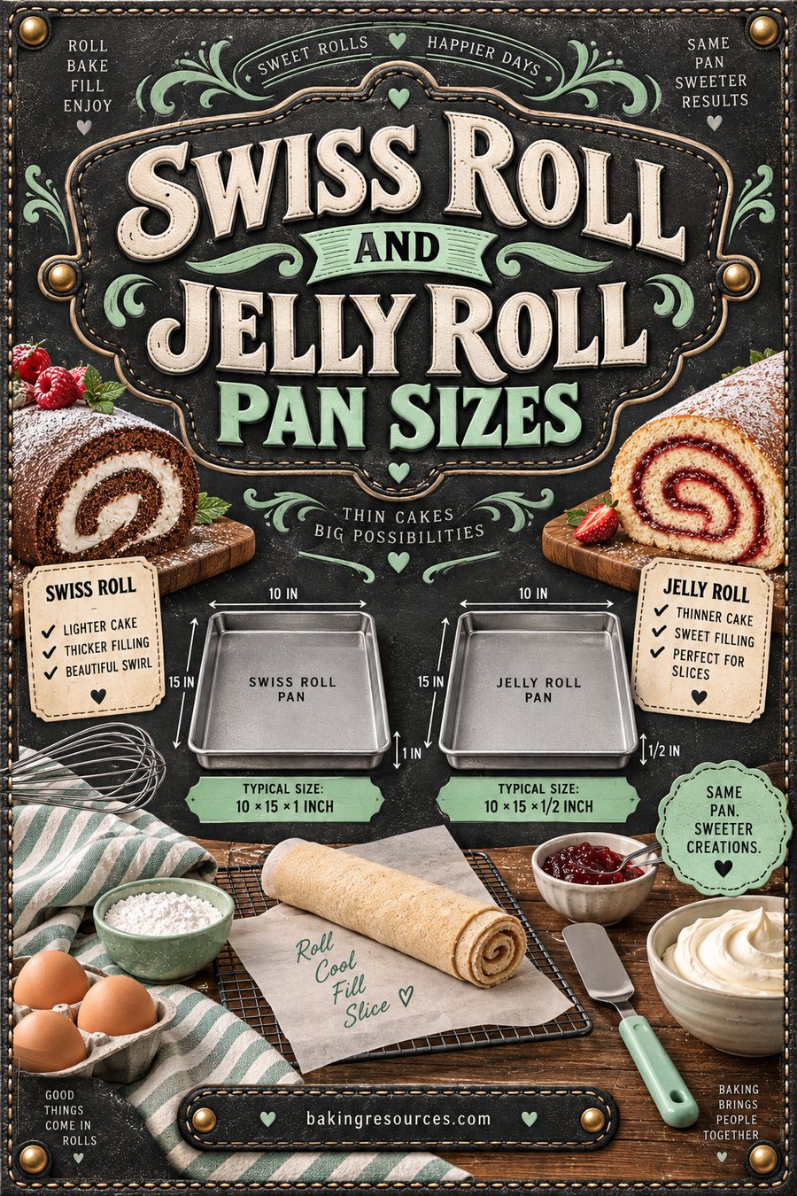Swiss Roll and Jelly Roll Pan Sizes